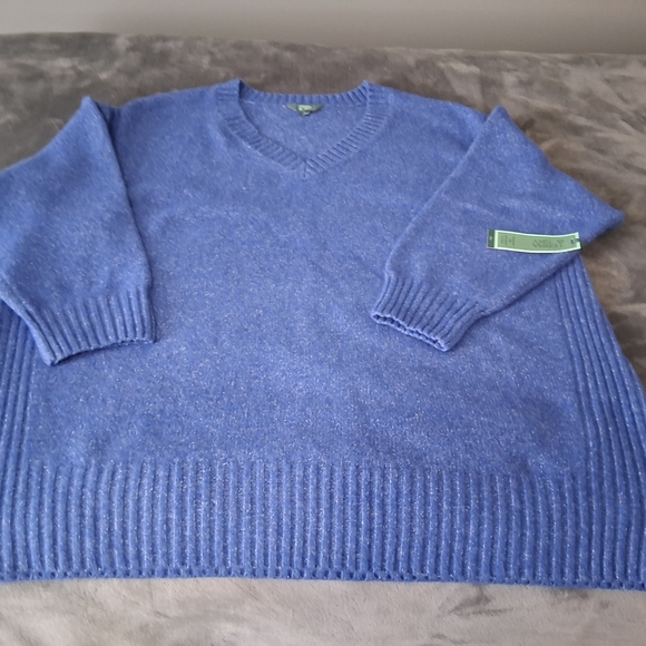 Terra & Sky women's Blue V-Neck Sweater stretchy knit plus size 2X 20-22 NWT - Picture 2 of 5